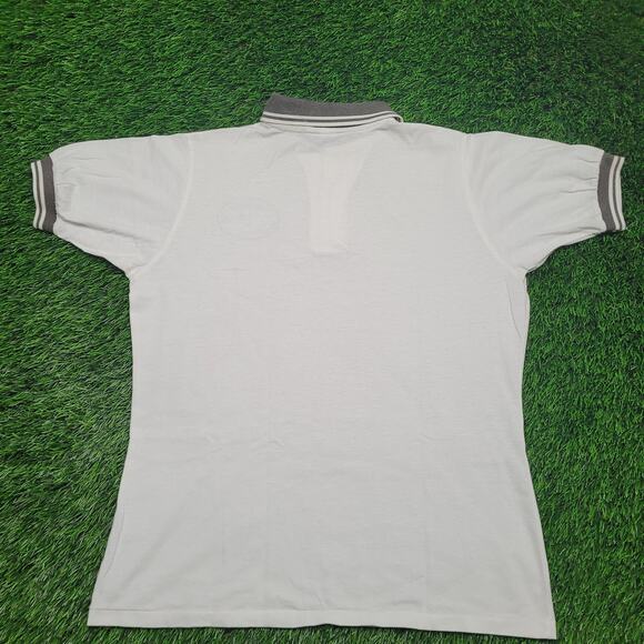 VTG 90s S'ADASS Donkey Pun Polo Shirt Mens Large White Grey Ringer Cuff - Picture 6 of 7